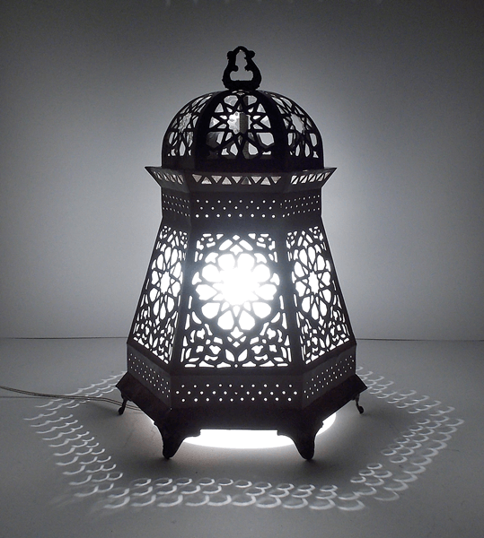 Handmade Moroccan Oxidized Brass Table Lamp / Lantern